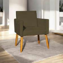 Poltrona Decorativa Confortável Para Sala Recepção Consultório Cadeira Nina Suede Marrom