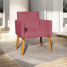 Poltrona Decorativa Confortável Para Sala Recepção Consultório Cadeira Nina Suede Rosê