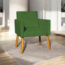 Poltrona Decorativa Confortável Para Sala Recepção Consultório Cadeira Nina Suede Verde