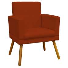 Poltrona Decorativa Para Sal, Manicure, Quartoa Nina Com Base Suede Terracota Pé Castanho - Clique E Decore