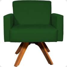 Poltrona Decorativa Para Sala Hope Base Giratória Suede Verde Pé Castanho