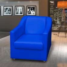 Poltrona Decorativa Para Sala Manicure Consultório Recepção Mila Corino Azul Royal Pés De Plástico Cromado