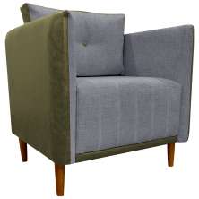 Poltrona Decorativa Para Sala Recepção Consultório Aviv Corino Verde e Linho Cinza