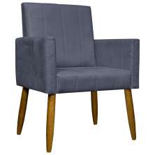 Poltrona Decorativa Para Sala Recepção Consultório Escritório Mari Suede Cinza