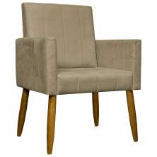 Poltrona Decorativa Para Sala Recepção Consultório Escritório Mari Suede Nude