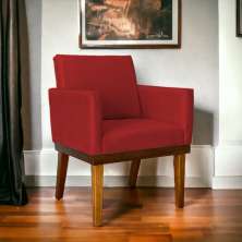 Poltrona Decorativa Para Sala Recepção Escritório Divine Base Reforçada De Madeira Suede Bordô