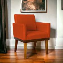 Poltrona Decorativa Para Sala Recepção Escritório Divine Base Reforçada De Madeira Suede Terracota