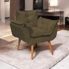 Poltrona Decorativa Para Sala Recepção Manicure Confortável Alice Suede Marrom Pés Trapézio