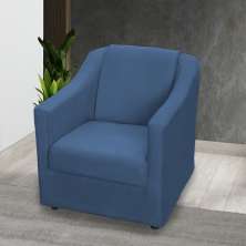 Poltrona Decorativa Para Sala Recepção Manicure Consultório Suede Azul Marinho Pés Plástico Cromado