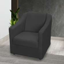 Poltrona Decorativa Para Sala Recepção Manicure Consultório Suede Preto Pés Plástico Cromado