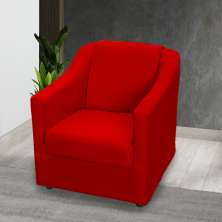 Poltrona Decorativa Para Sala Recepção Manicure Consultório Suede Vermelho Pés Plástico Cromado