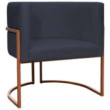 Poltrona Decorativa Para Sala Recepção Manicure Escritório Luna Suede Preto Base de Ferro Bronze