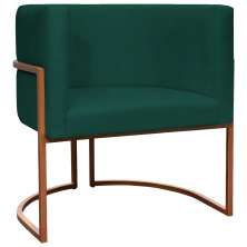 Poltrona Decorativa Para Sala Recepção Manicure Escritório Luna Suede Verde Base de Ferro Bronze