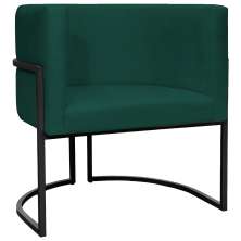 Poltrona Decorativa Para Sala Recepção Manicure Escritório Luna Suede Verde Base de Ferro Preto