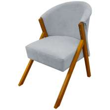 Poltrona Decorativa Para Sala Recepção You Bouclé Premium Cinza Braça Amadeirada