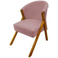 Poltrona Decorativa Para Sala Recepção You Bouclé Premium Rosê Braça Amadeirada