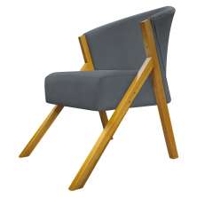 Poltrona Decorativa Para Sala Recepção You Suede Cinza Braça Amadeirada
