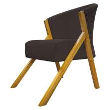 Poltrona Decorativa Para Sala Recepção You Suede Marrom Braça Amadeirada