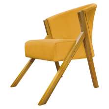 Poltrona Decorativa Para Sala Recepção You Suede Mostarda Braça Amadeirada
