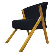 Poltrona Decorativa Para Sala Recepção You Suede Preto Braça Amadeirada