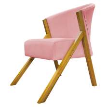 Poltrona Decorativa Para Sala Recepção You Suede Rosê Braça Amadeirada