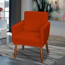 Poltrona Decorativa Para Sala, Escritório, Recepção Beatriz Com Base Suede Terracota Pé Castanho - Clique E Decore