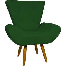 Poltrona Decorativa Para Sala, Escritório, Recepção Emilia Suede Verde Pé Castanho - Clique E Decore
