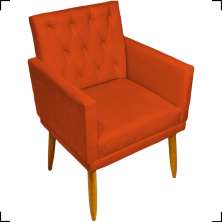 Poltrona Decorativa Para Sala, Escritório, Recepção Nina Com Base E Capitonê Suede Terracota Pé Castanho - Clique E Decore