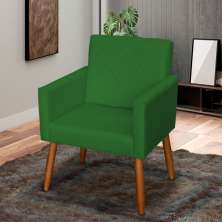 Poltrona Decorativa Para Sala, Quarto, Manicure Beatriz Suede Verde Pé Castanho - Clique E Decore
