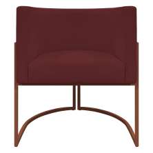 Poltrona Decorativa Recepção Luna Tecido Sintético Bordo Base de Ferro Bronze