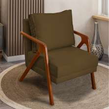 Poltrona Decorativa Reforçada Para Sala Shine Suede Marrom Pé Castanho - Clique E Decore