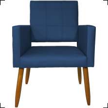 Poltrona Decorativa Reforçadas Para Sala Isa Suede Azul Marinho Pé Castanho - Clique E Decore