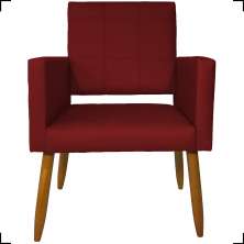 Poltrona Decorativa Reforçadas Para Sala Isa Suede Bordô Pé Castanho - Clique E Decore
