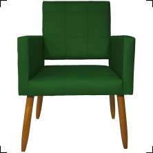 Poltrona Decorativa Reforçadas Para Sala Isa Suede Verde Pé Castanho - Clique E Decore