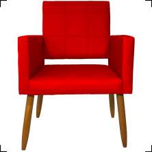 Poltrona Decorativa Reforçadas Para Sala Isa Suede Vermelho Pé Castanho - Clique E Decore