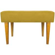 Puff Decorativo Para Sala Charme Suede Amarelo Pé Castanho - Clique E Decore