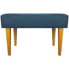 Puff Decorativo Para Sala Charme Suede Azul Marinho Pé Castanho - Clique E Decore