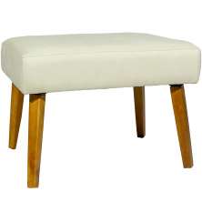 Puff Decorativo Para Sala Charme Suede Bege Pé Castanho - Clique E Decore