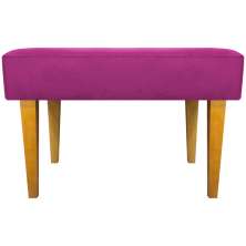 Puff Decorativo Para Sala Charme Suede Pink Pé Castanho - Clique E Decore