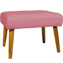 Puff Decorativo Para Sala Charme Suede Rosê Pé Castanho - Clique E Decore