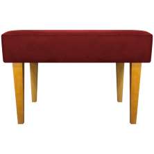 Puff Decorativo Para Sala Charme Suede Vermelho Pé Castanho - Clique E Decore