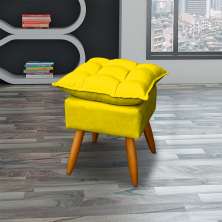 Puff Decorativo Para Sala Quarto Área Gourmet Alice Suede Amarelo