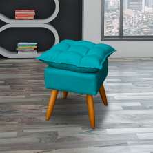Puff Decorativo Para Sala Quarto Área Gourmet Alice Suede Azul Turquesa