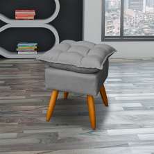 Puff Decorativo Para Sala Quarto Área Gourmet Alice Suede Cinza