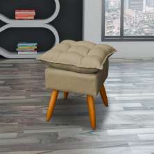 Puff Decorativo Para Sala Quarto Área Gourmet Alice Suede Nude