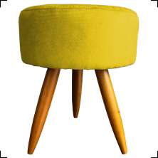 Puff Decorativo Para Sala Quarto Penteadeira Redondo Suede Amarelo Pés Palito