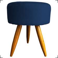 Puff Decorativo Para Sala Quarto Penteadeira Redondo Suede Azul Marinho Pés Palito