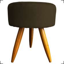 Puff Decorativo Para Sala Quarto Penteadeira Redondo Suede Marrom Pés Palito