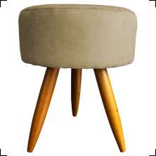 Puff Decorativo Para Sala Quarto Penteadeira Redondo Suede Nude Pés Palito