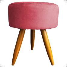 Puff Decorativo Para Sala Quarto Penteadeira Redondo Suede Rosê Pés Palito